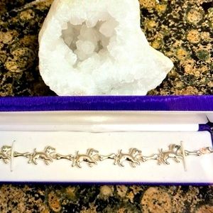 Sterling Silver Puppy And Dog Bone Bracelet 7.5” Retail 278.00 NWT